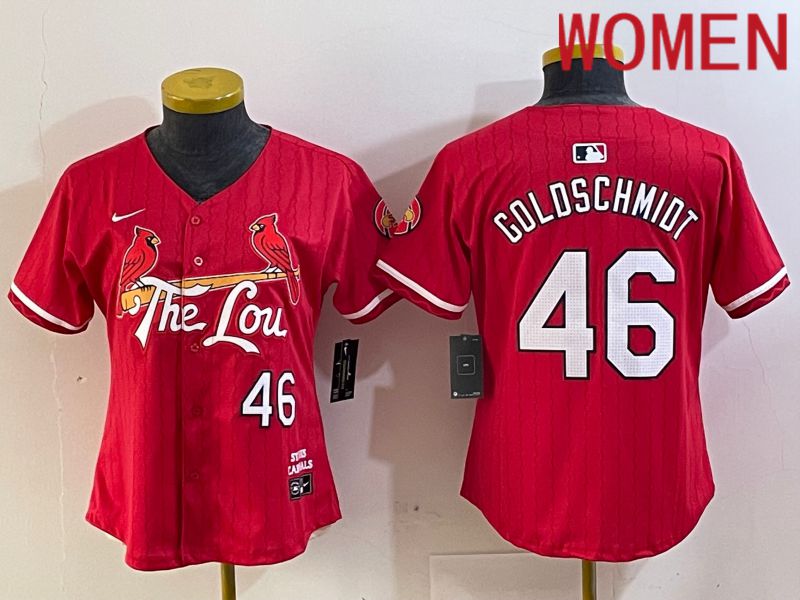 Women St.Louis Cardinals #46 Goldschmidt Red City Edition 2024 Nike MLB Jersey style 1